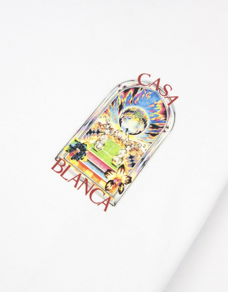 Casablanca Tennis Landscape Short Sleeve T-Shirt Bright White