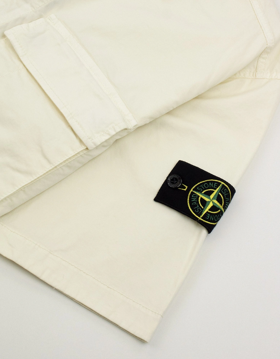 Stone Island 1100025 Stretch Cotton Twill Comfort Fit Shirt Ivory V0093
