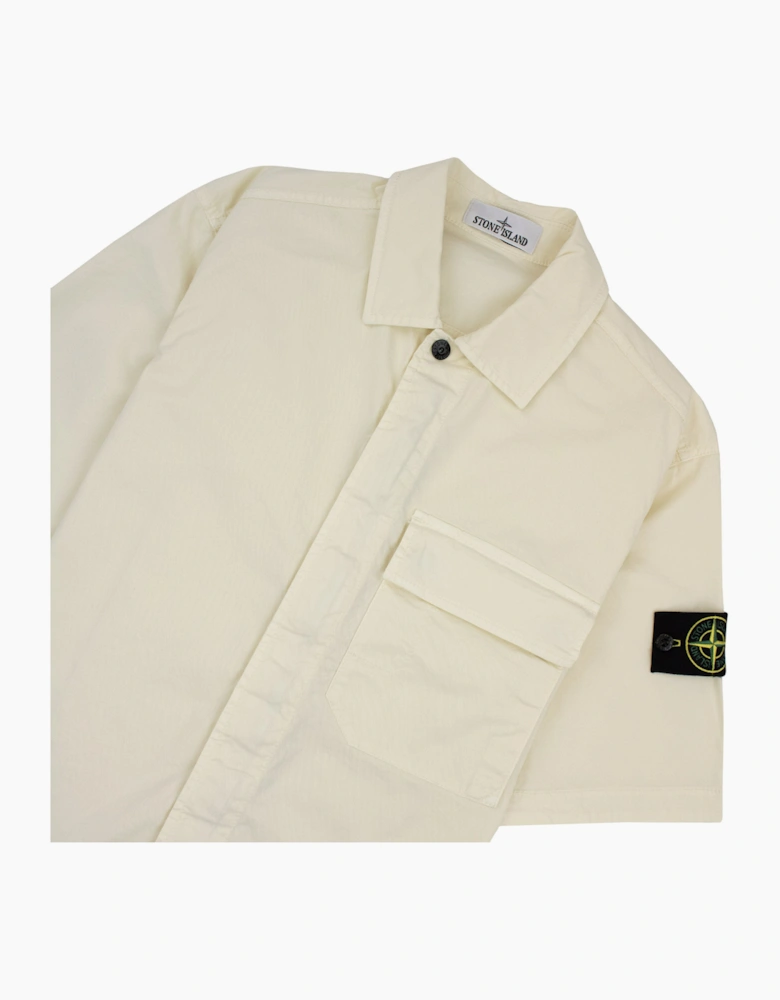 Stone Island 1100025 Stretch Cotton Twill Comfort Fit Shirt Ivory V0093