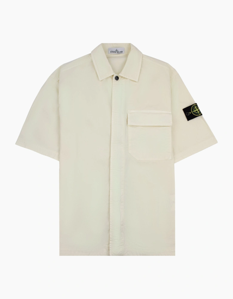 Stone Island 1100025 Stretch Cotton Twill Comfort Fit Shirt Ivory V0093
