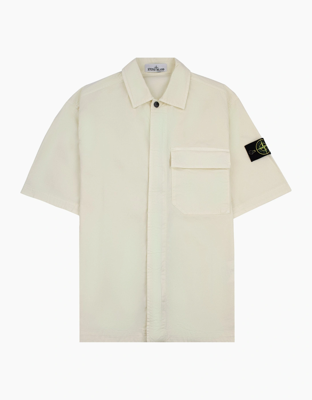 Stone Island 1100025 Stretch Cotton Twill Comfort Fit Shirt Ivory V0093