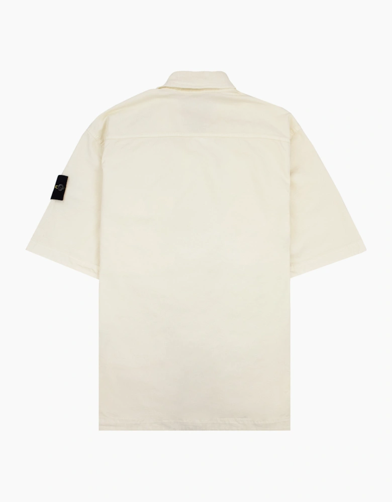 Stone Island 1100025 Stretch Cotton Twill Comfort Fit Shirt Ivory V0093