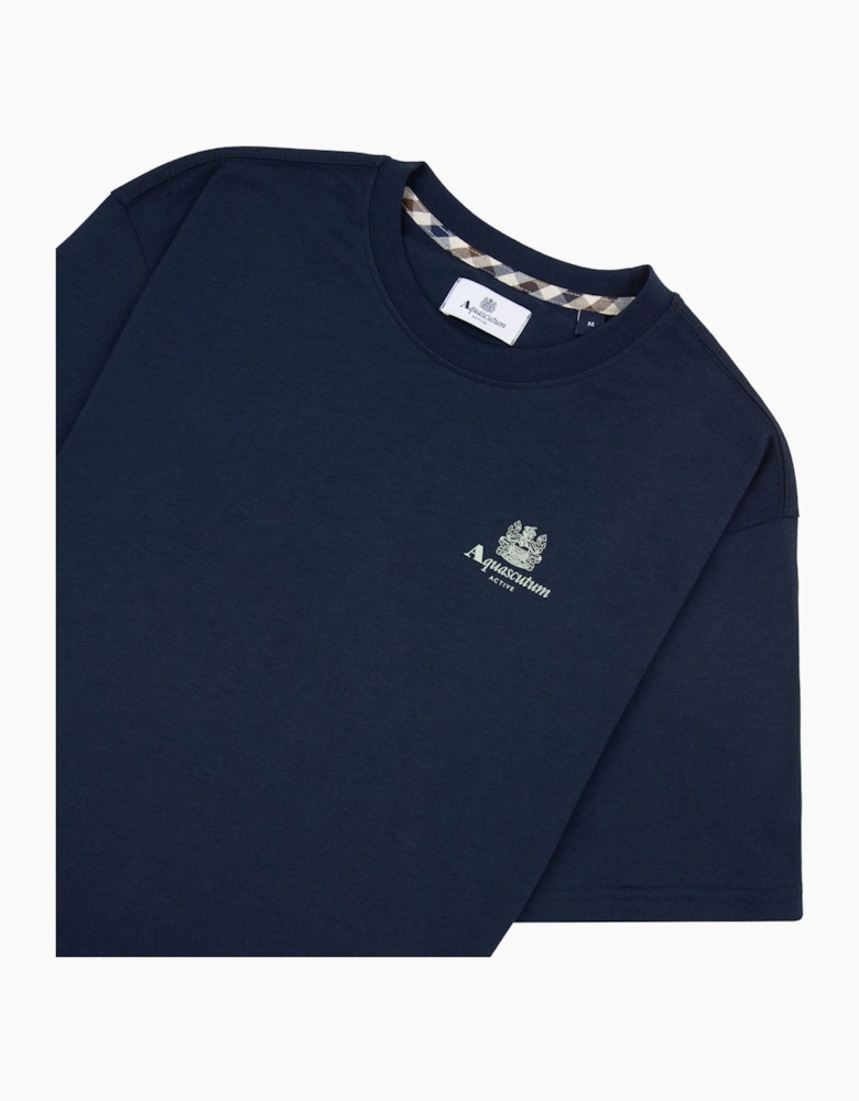 Aquascutum Active Small Logo T Shirt Navy/Salvia