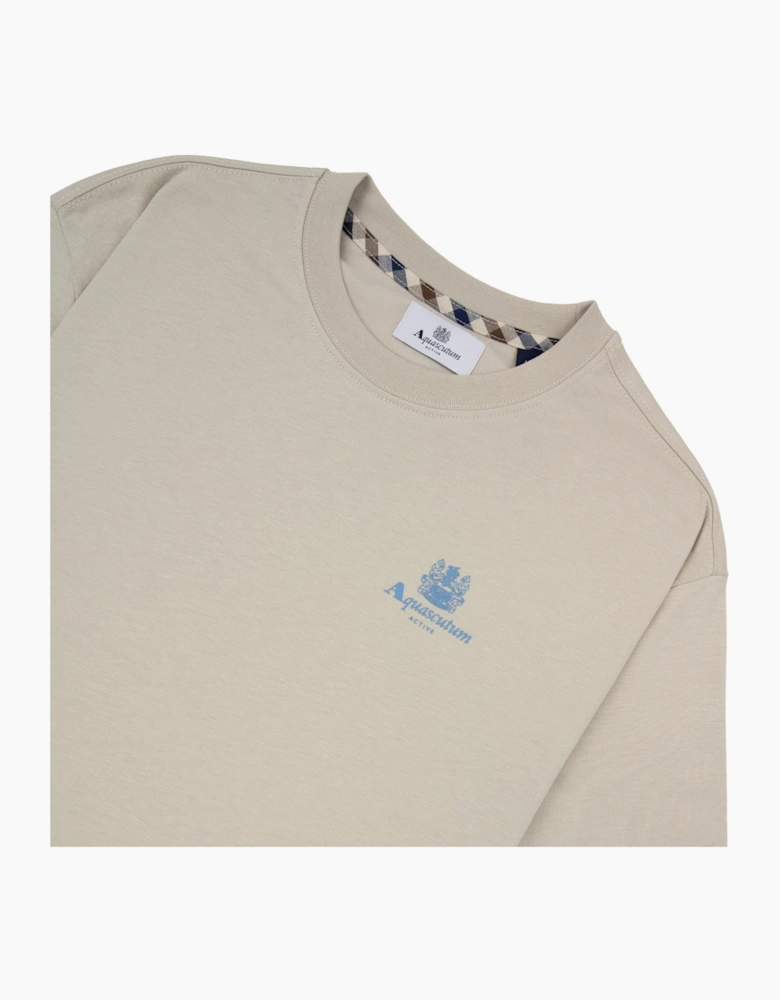 Aquascutum Active Small Logo T Shirt Beige/Blue