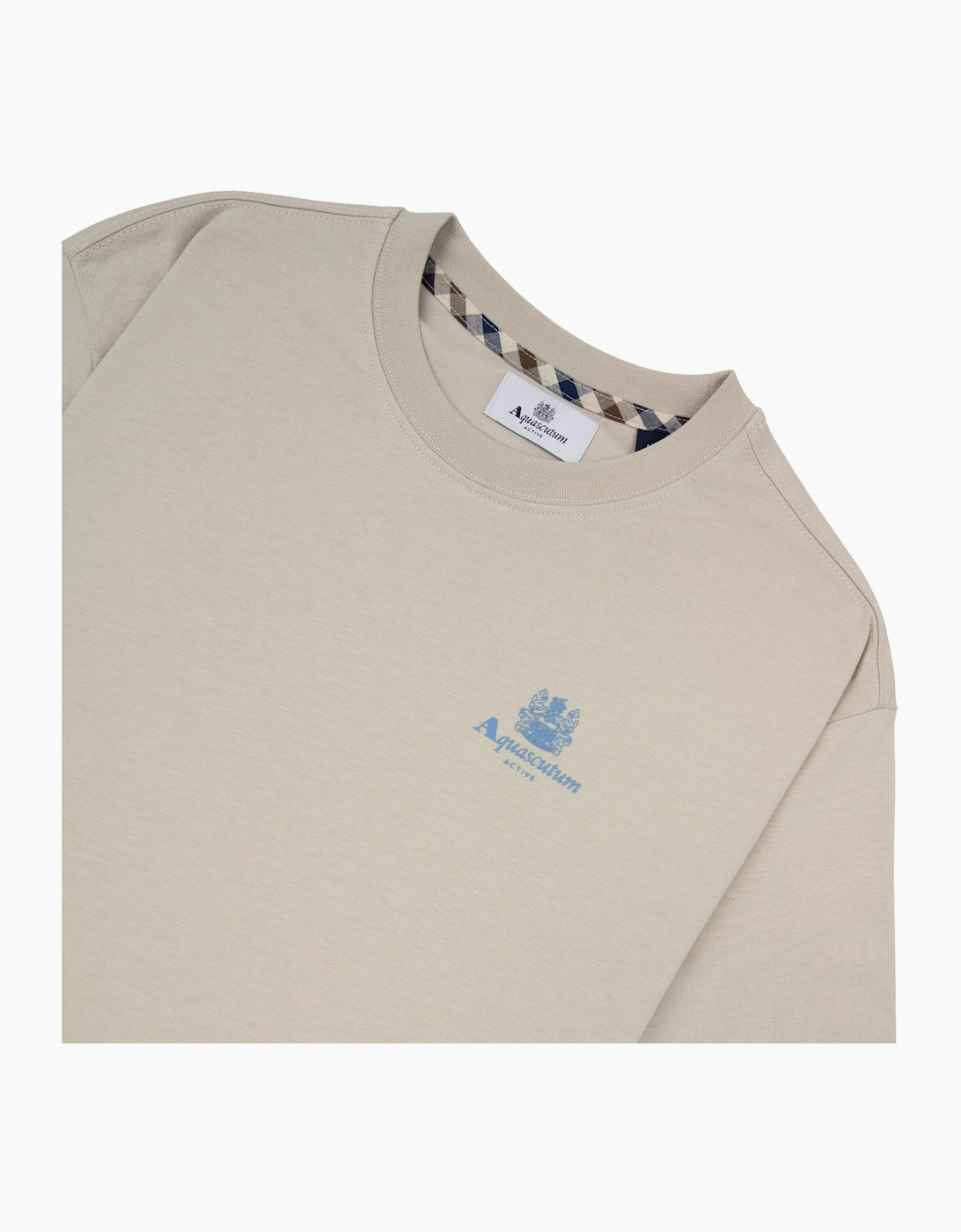 Aquascutum Active Small Logo T Shirt Beige/Blue