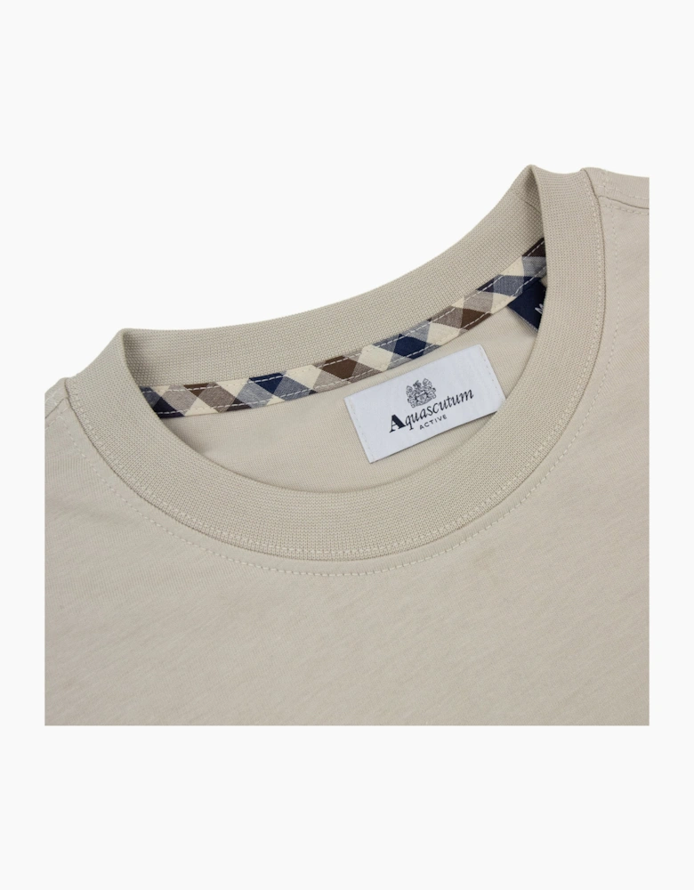 Aquascutum Active Small Logo T Shirt Beige/Blue
