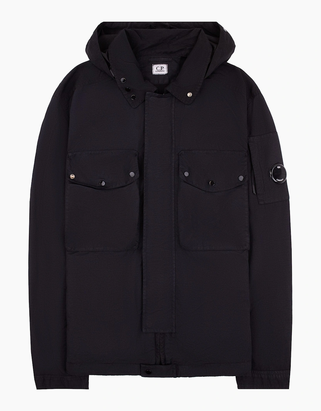 Cp Company Flatt Nylon Mixed Goggle Overshirt Black 999