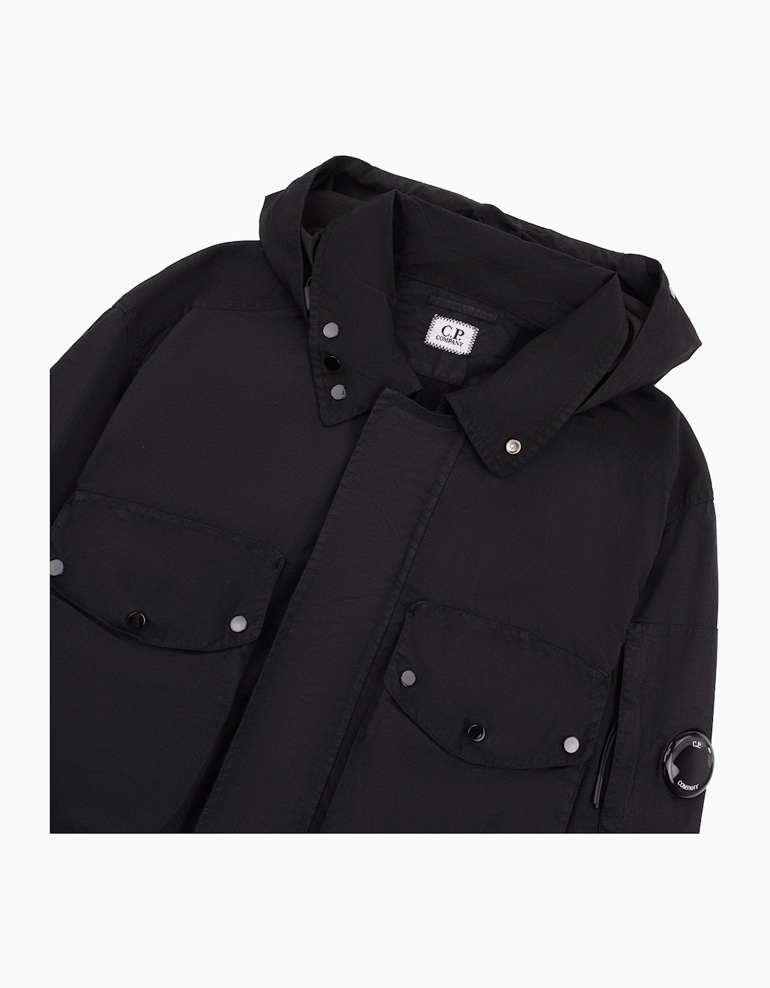 Cp Company Flatt Nylon Mixed Goggle Overshirt Black 999