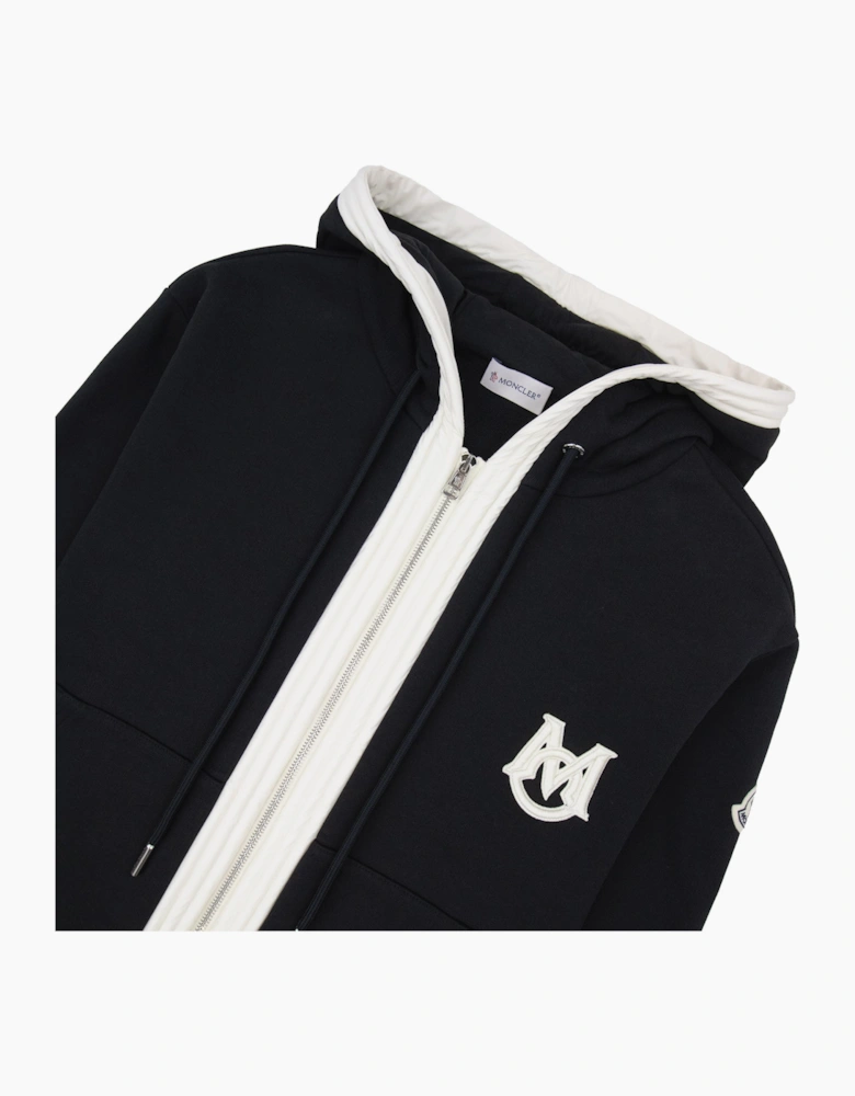 Moncler Embroidered Zip Up Hooded Jacket BLACK 999