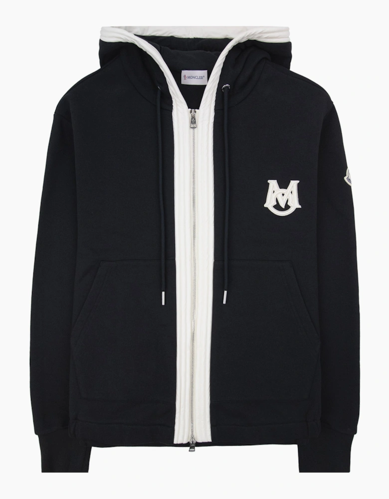 Moncler Embroidered Zip Up Hooded Jacket BLACK 999