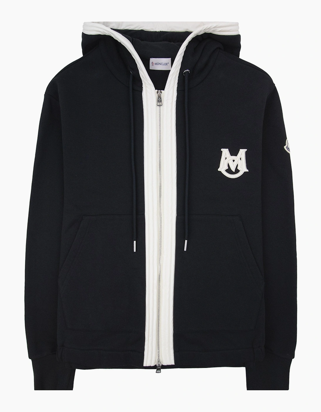 Moncler Embroidered Zip Up Hooded Jacket BLACK 999