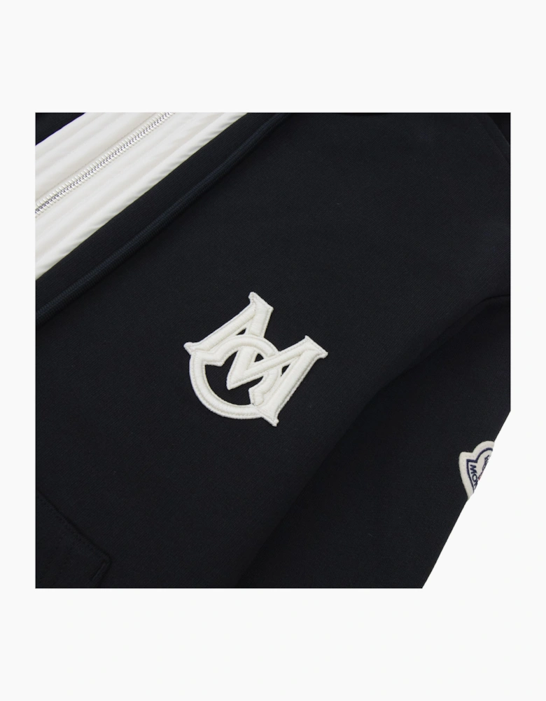 Moncler Embroidered Zip Up Hooded Jacket BLACK 999