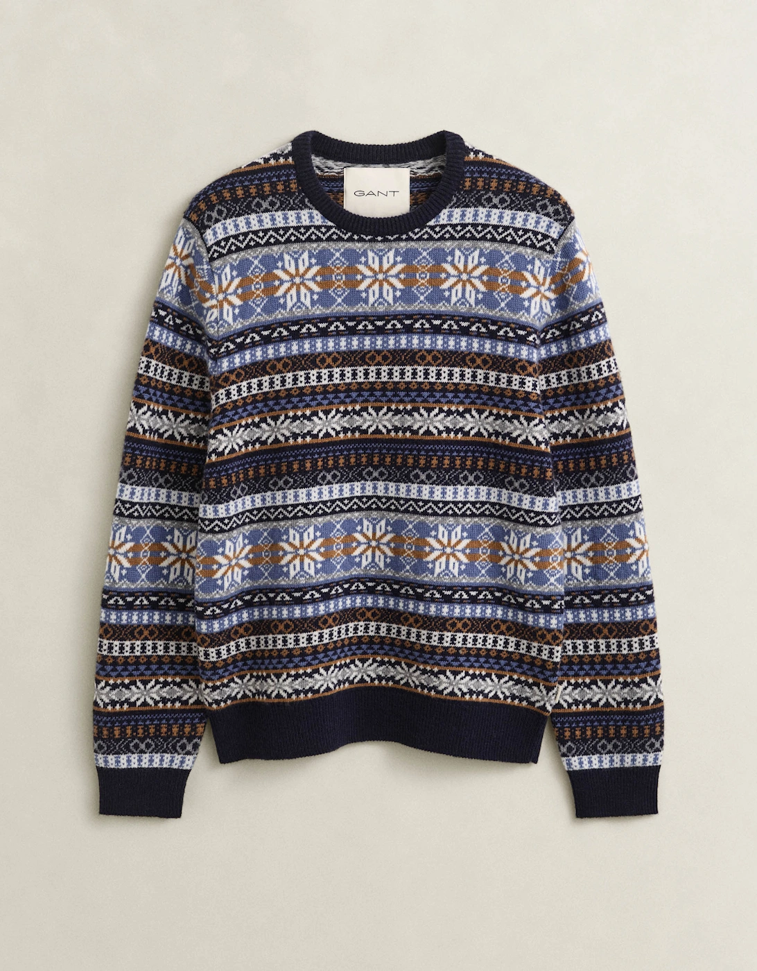 GANT Mens Fair Isle Crew Neck Sweater - 433 Evening Blue