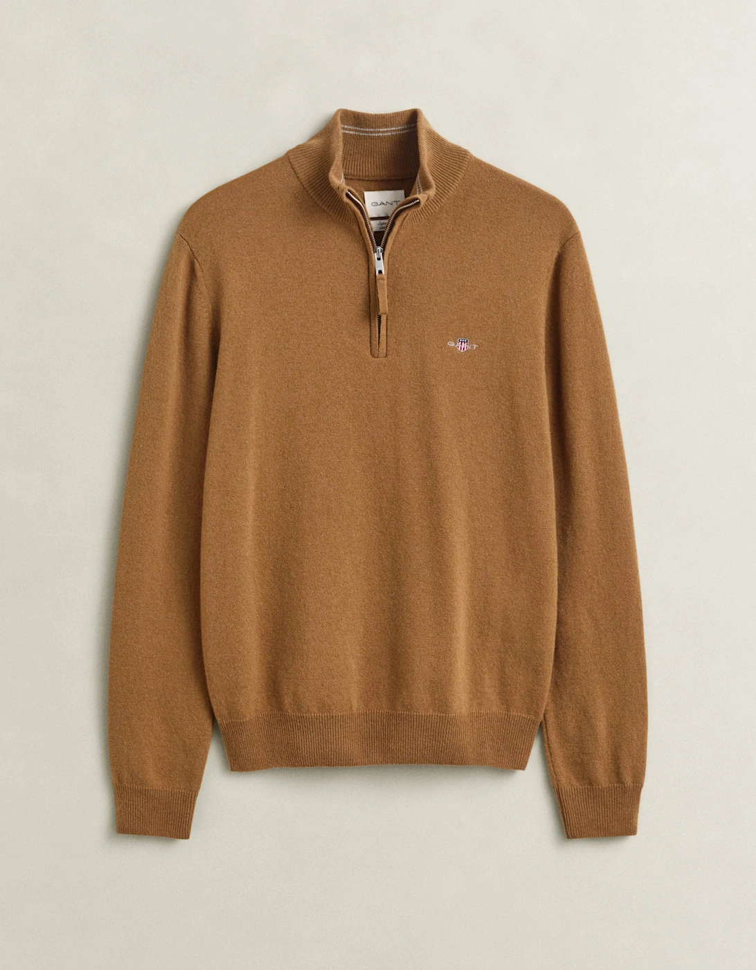 Gant Men's GANT Mens Superfine Lambswool Half Zip Sweater - 273 Caramel Brown