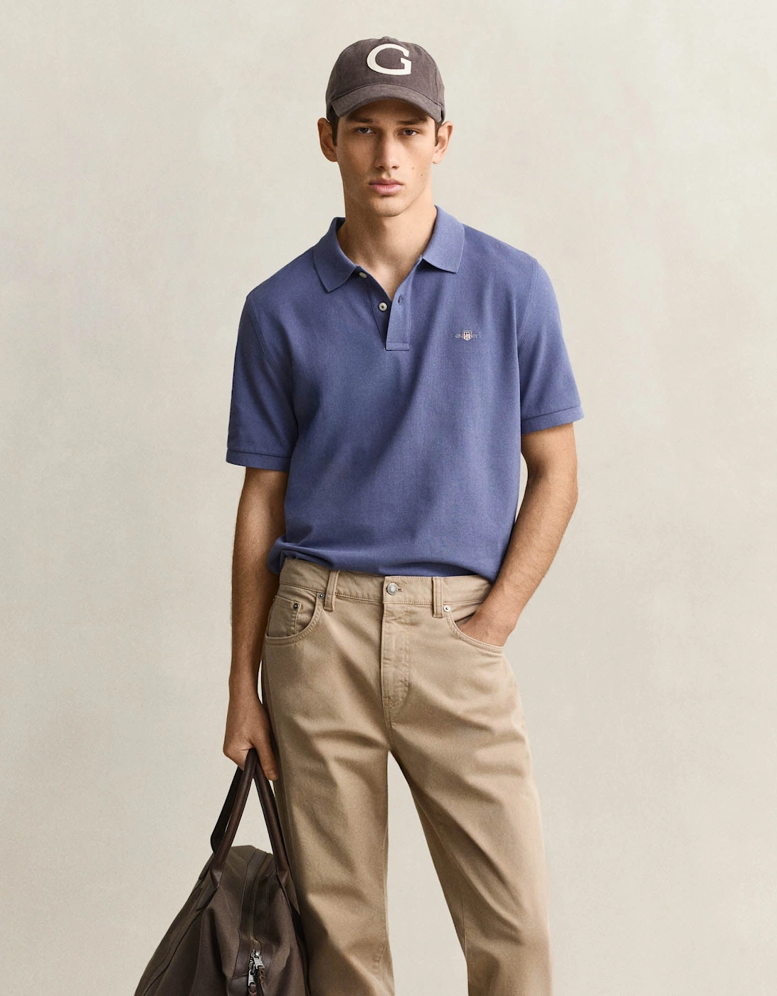 GANT Mens Regular Fit Short Sleeve Shield Logo Pique Polo - 476 Blue Horizon