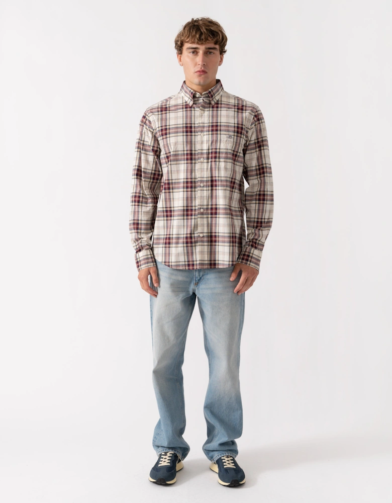 GANT Mens Regular Fit Poplin Check Shirt - 676 Deep Grape Wine