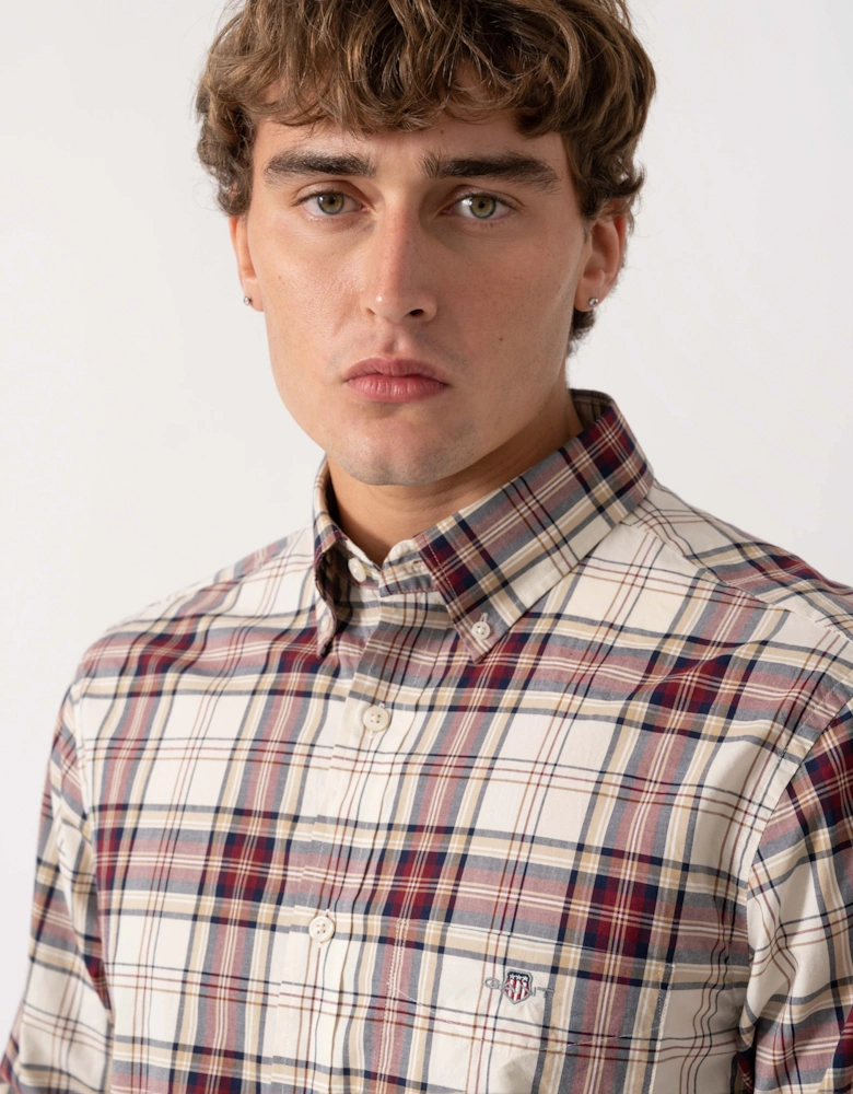 GANT Mens Regular Fit Poplin Check Shirt - 676 Deep Grape Wine