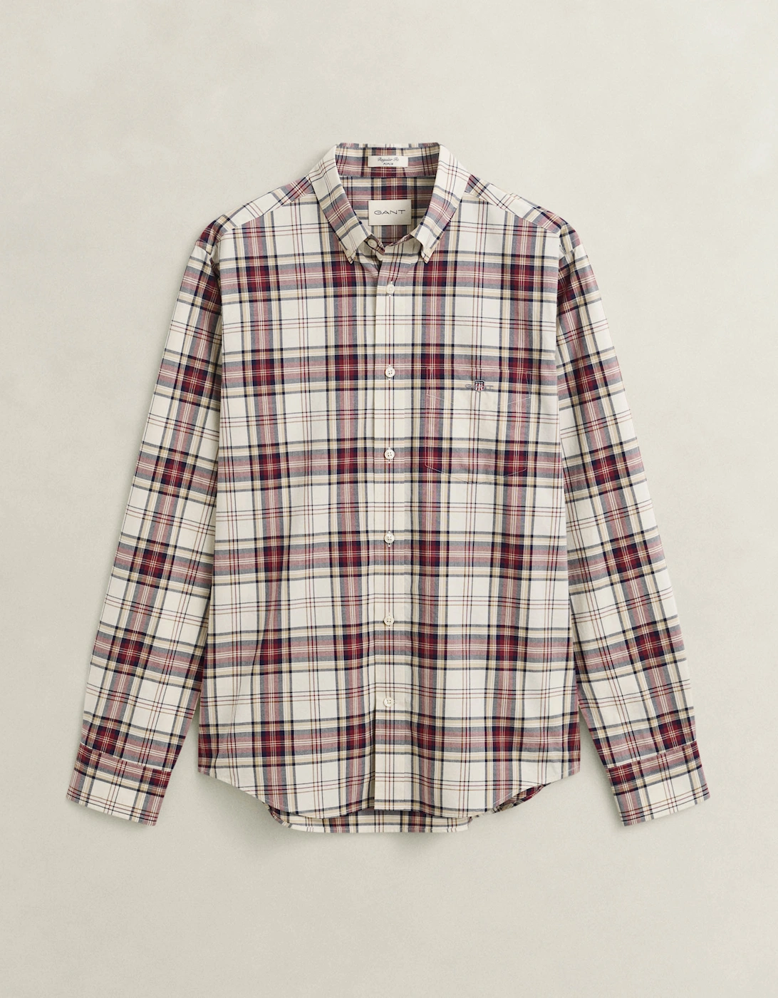 GANT Mens Regular Fit Poplin Check Shirt - 676 Deep Grape Wine