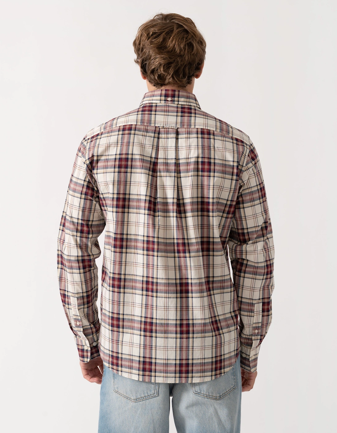 GANT Mens Regular Fit Poplin Check Shirt - 676 Deep Grape Wine