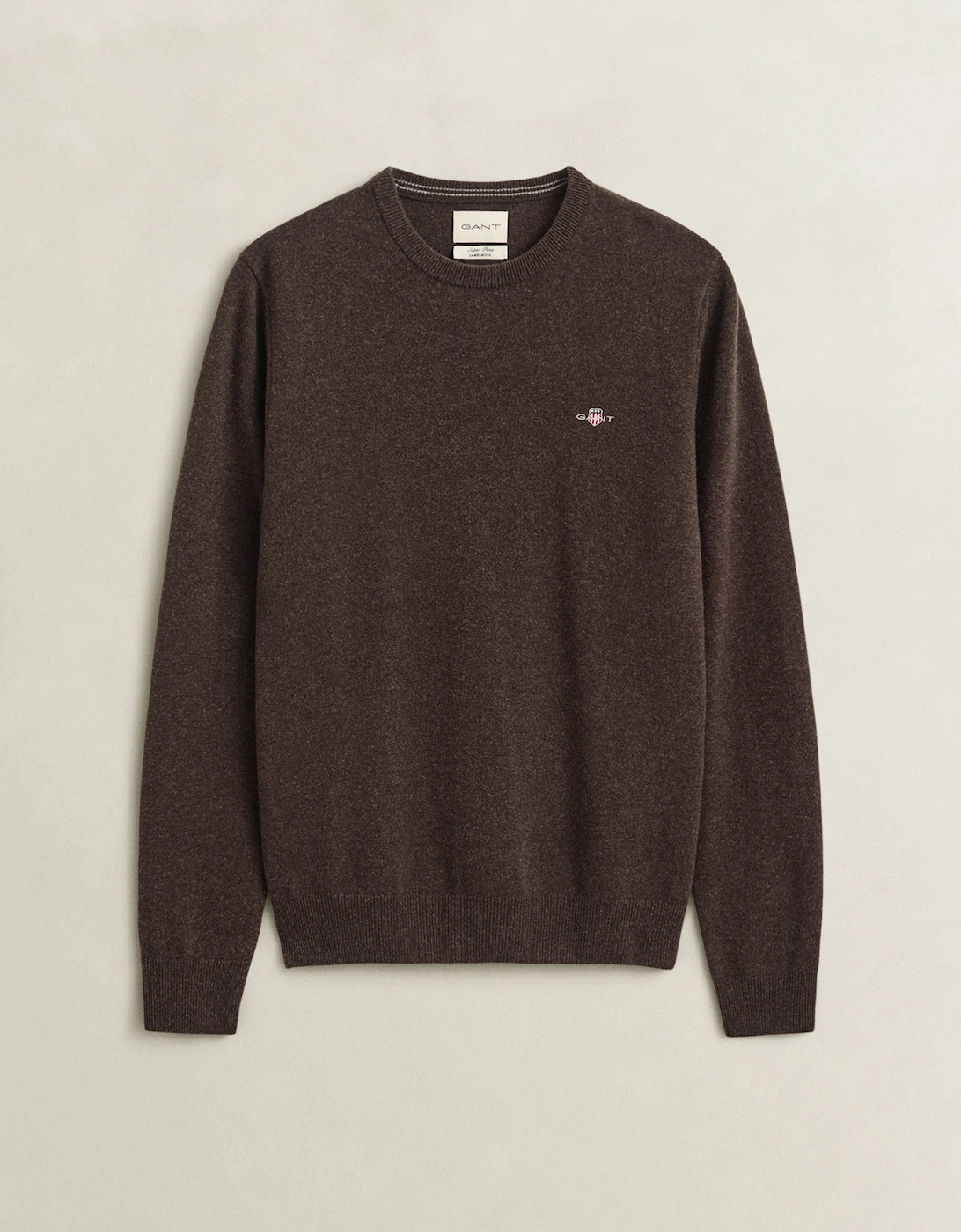 Gant Men's GANT Mens Superfine Lambswool Crew Neck Sweater - 280 Dark Brown Melange