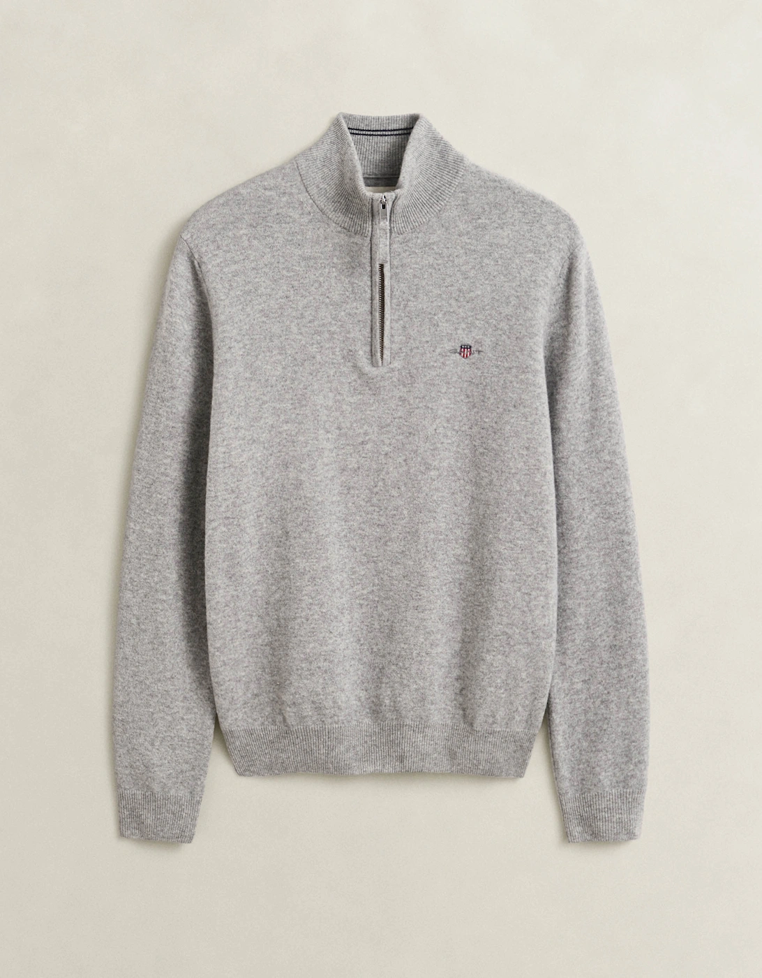 Gant Men's GANT Mens Superfine Lambswool Half Zip Sweater - 93 Grey Melange