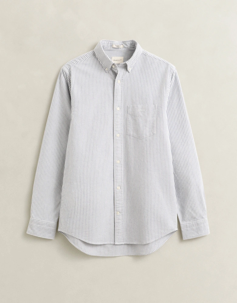 GANT Mens Regular Fit Brushed Oxford Stripe Shirt - 435 Crisp Blue