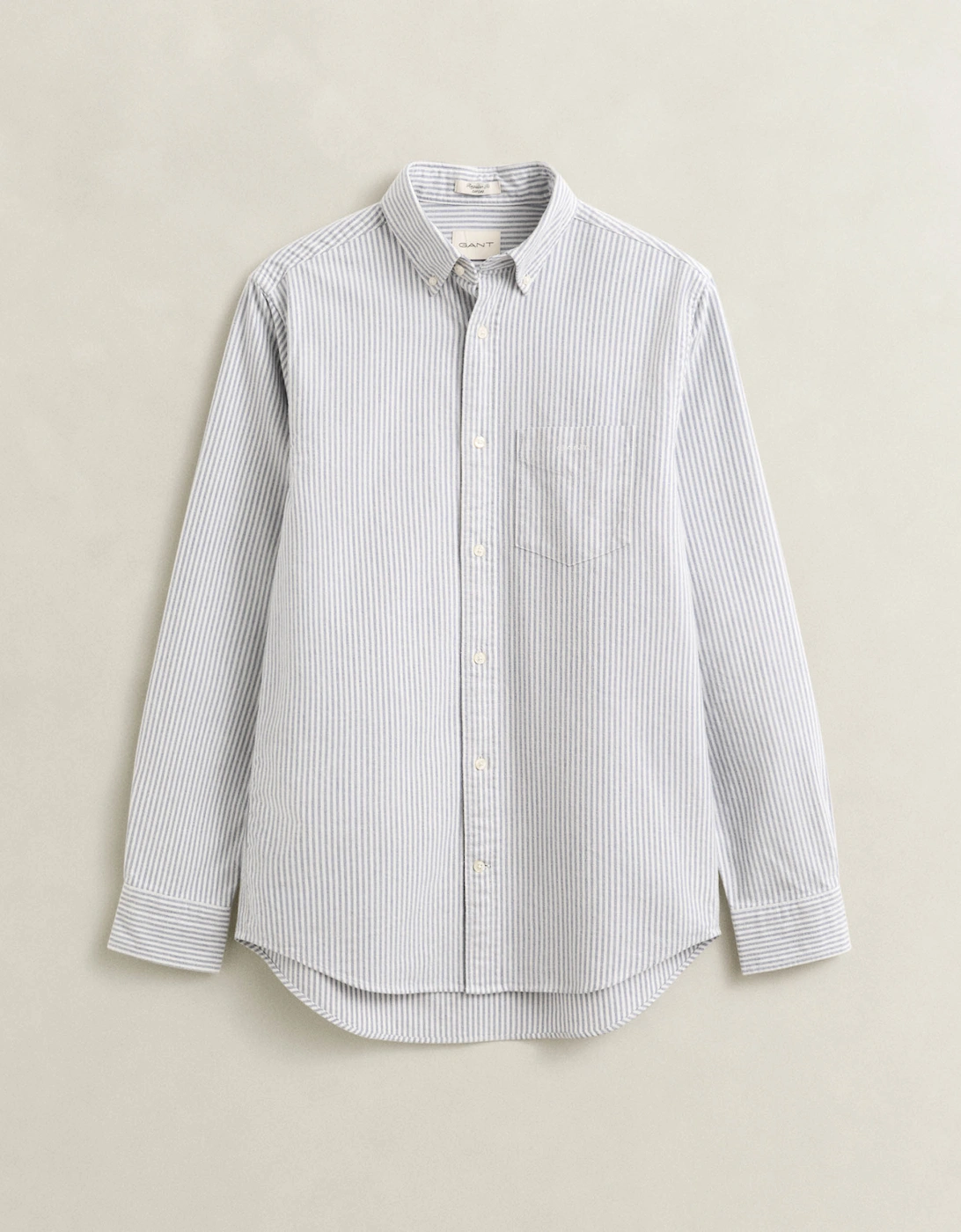 GANT Mens Regular Fit Brushed Oxford Stripe Shirt - 435 Crisp Blue