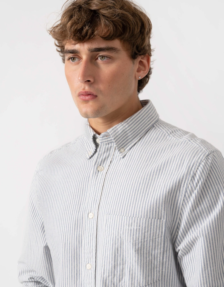 GANT Mens Regular Fit Brushed Oxford Stripe Shirt - 435 Crisp Blue