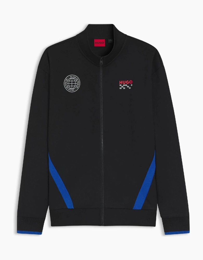Globe Graphic Crew Neck Bomber Collar Long Sleeve Sweatshirt