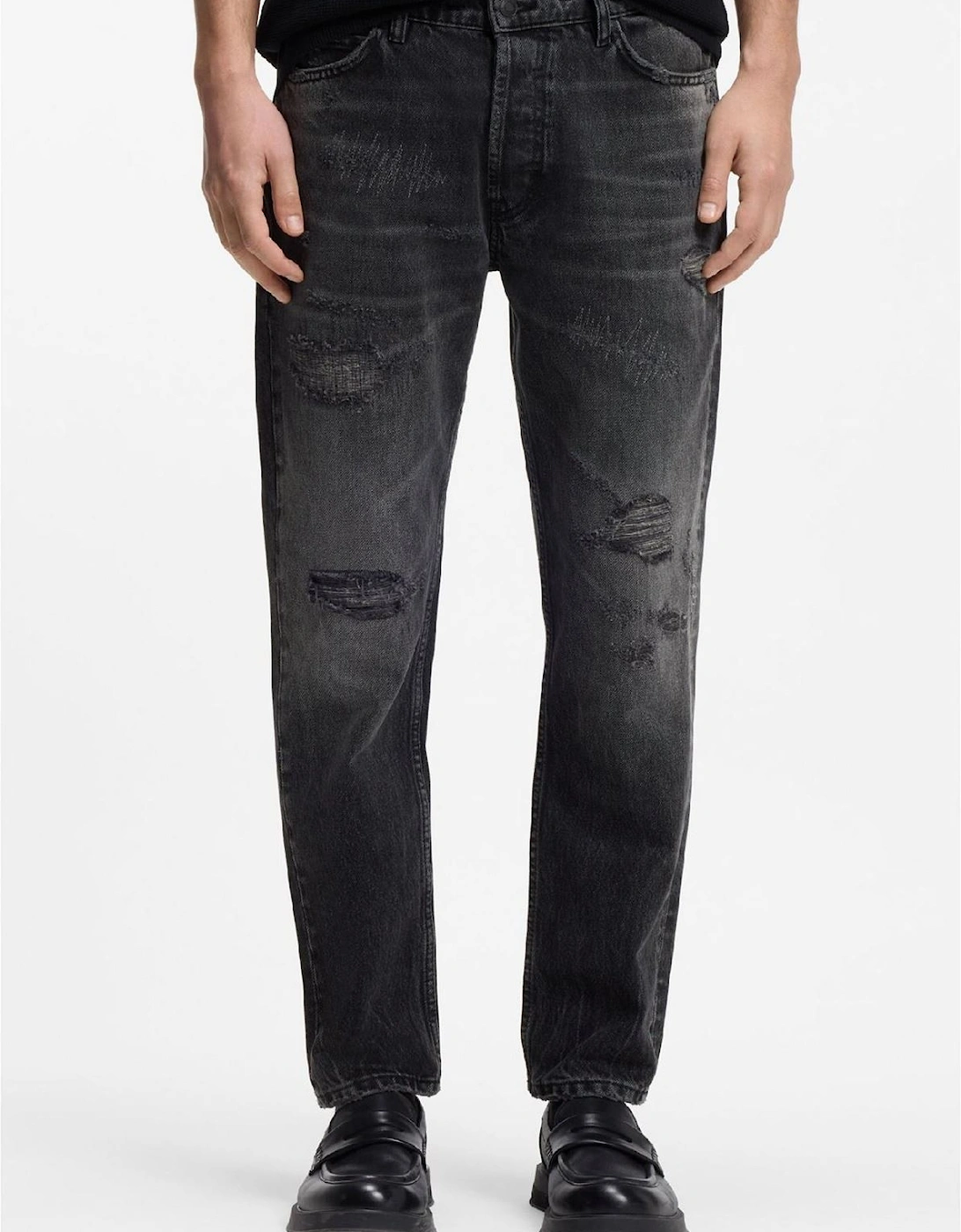 Distressed Tapered Fit Jeans