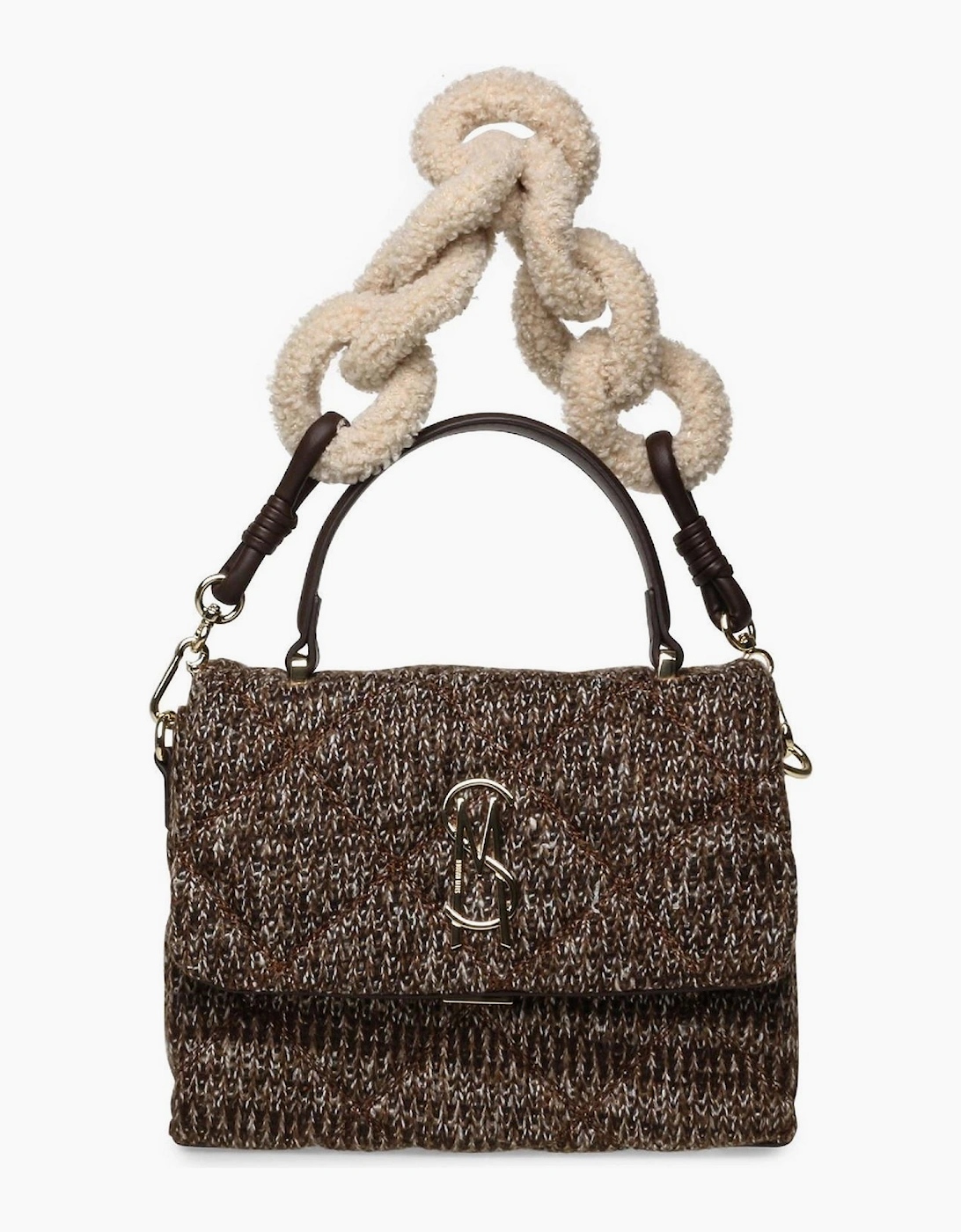 Steve Madden Women's Brown Textured Cross Body Bag With Gold Tone Chain - Size One Size