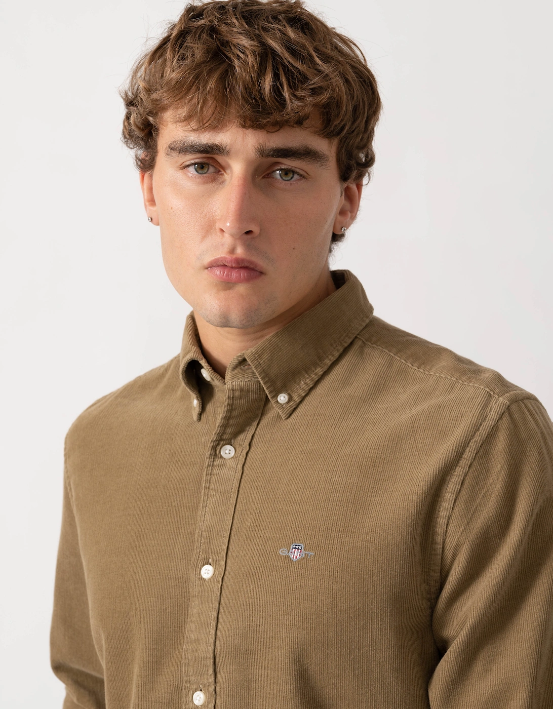 GANT Mens Regular Fit Corduroy Shirt - 264 Light Taupe