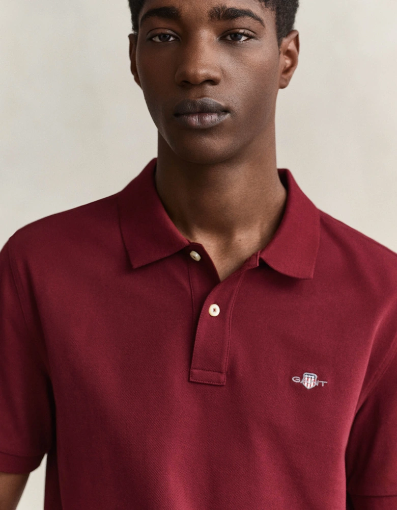GANT Mens Regular Fit Short Sleeve Shield Logo Pique Polo - 676 Deep Grape Wine