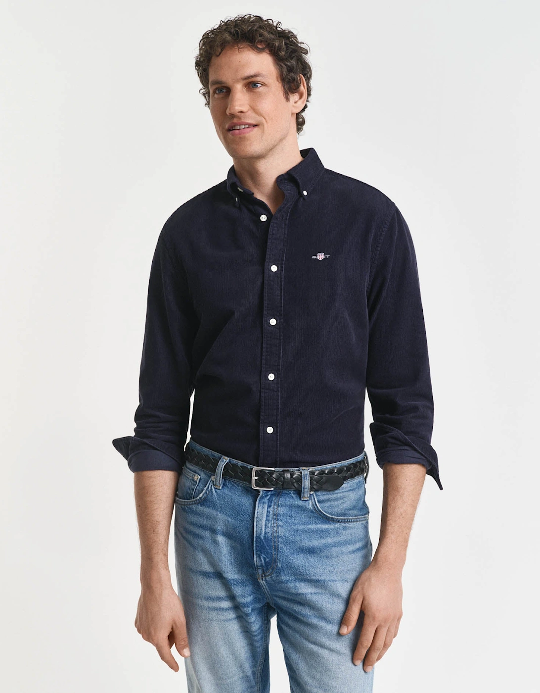 GANT Mens Regular Fit Corduroy Shirt - 433 Evening Blue