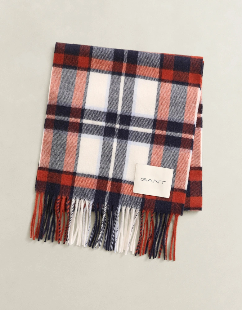 GANT Mens Checked Wool Scarf - 130 Cream