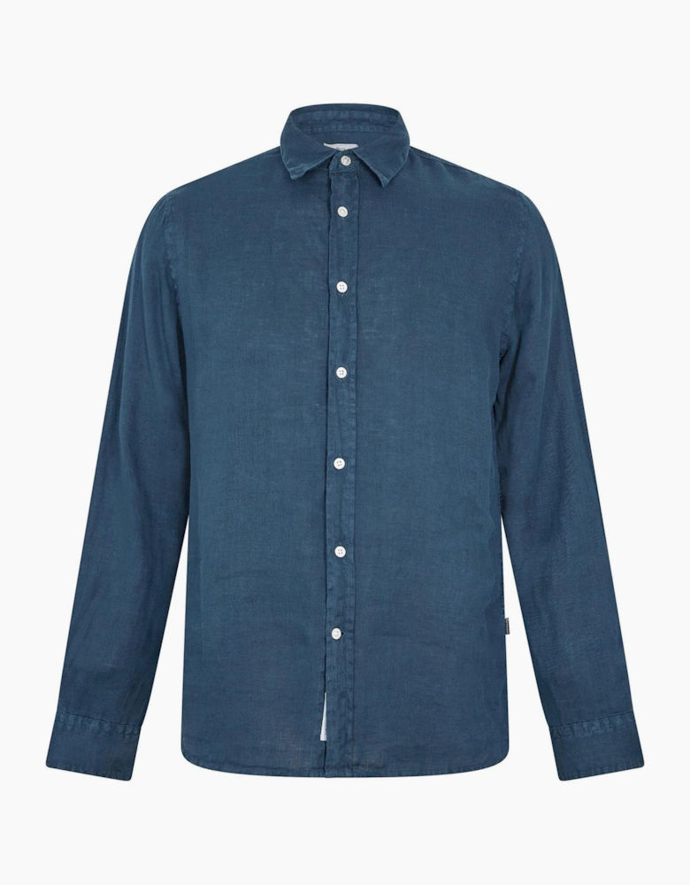 Wool Linen Collared Neck Long Sleeve Shirt