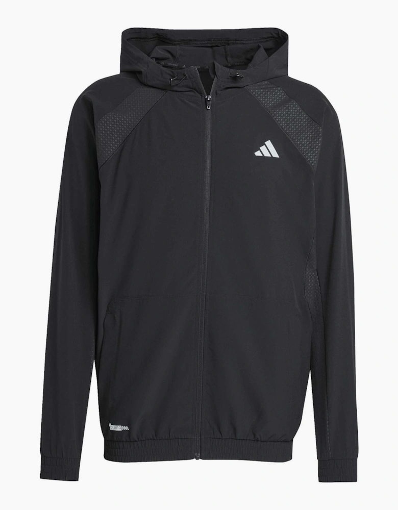 Tech Printed Logo Hooded Neck Long Sleeve Athletic Top