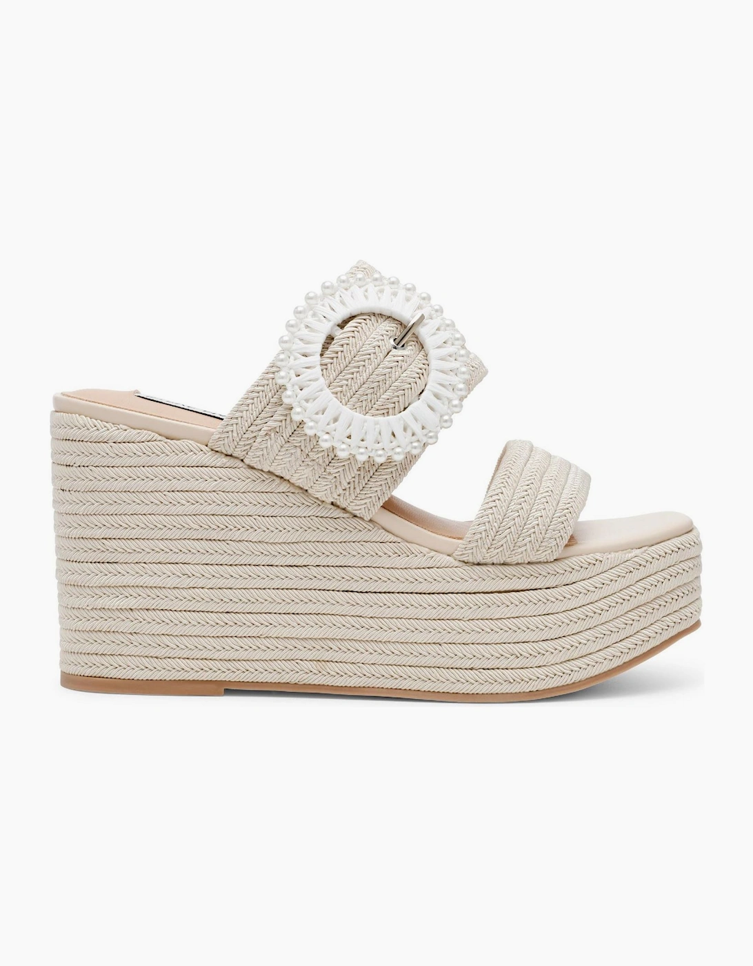 Steve Madden Women's Cream Jaiden Textured High Heel Open Toe Slides - Size 5