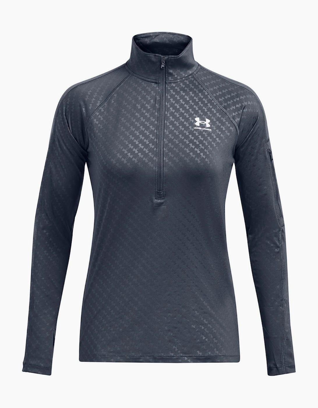 Embossed Zip Neck Long Sleeve Tech Athletic Top