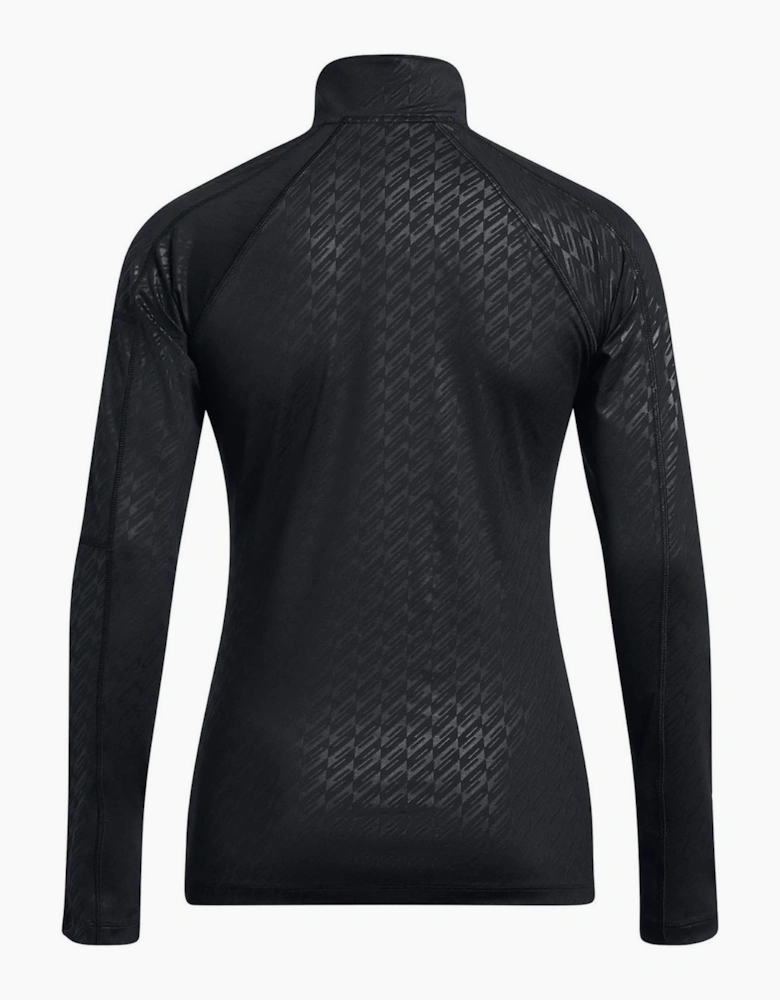 Embossed Zip Neck Long Sleeve Tech Athletic Top
