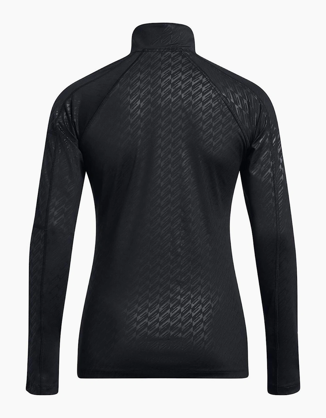 Embossed Zip Neck Long Sleeve Tech Athletic Top