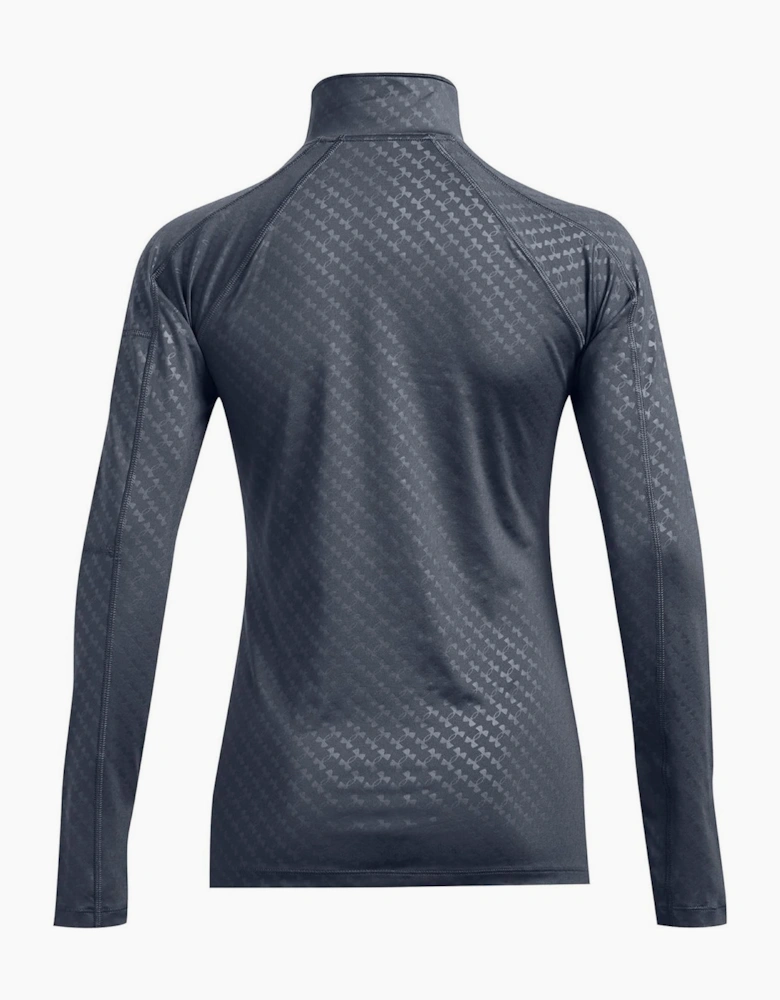 Embossed Zip Neck Long Sleeve Tech Athletic Top
