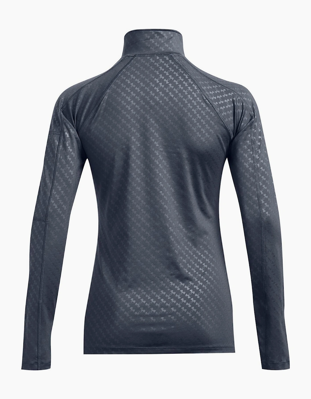 Embossed Zip Neck Long Sleeve Tech Athletic Top
