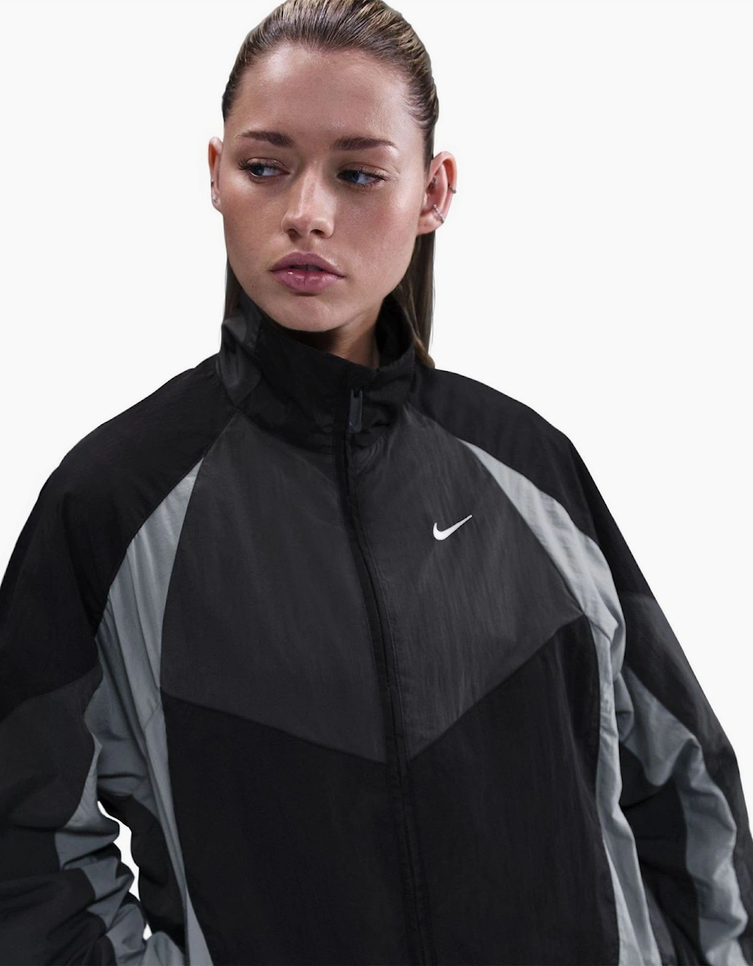 Bold Logo High Neck Raglan Sleeve Oversized Athletic Top