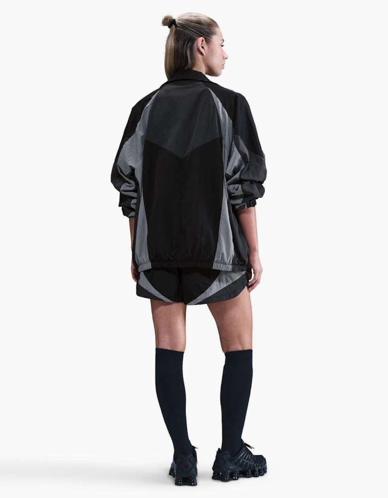 Bold Logo High Neck Raglan Sleeve Oversized Athletic Top
