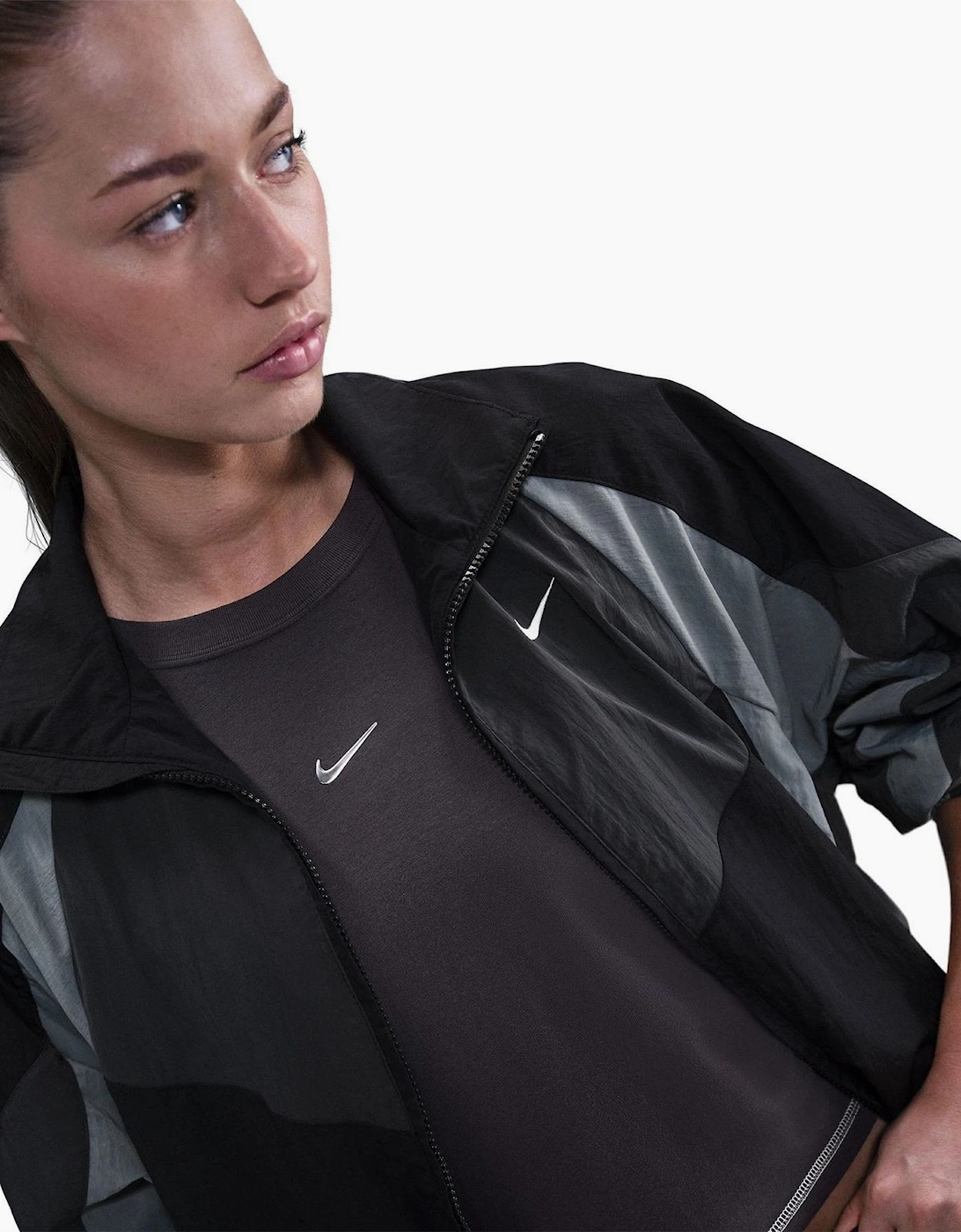 Bold Logo High Neck Raglan Sleeve Oversized Athletic Top