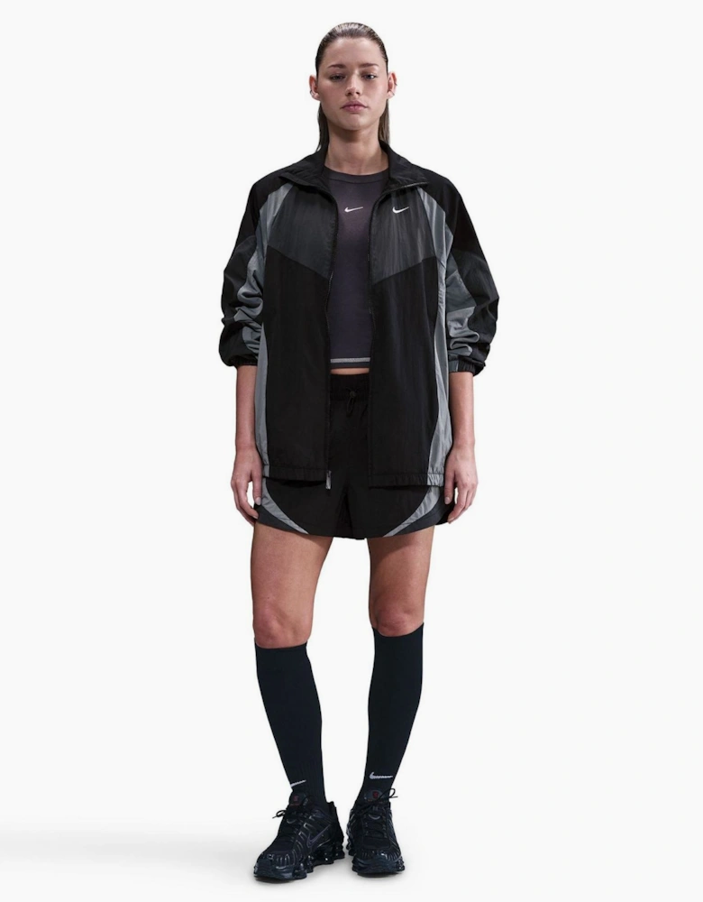 Bold Logo High Neck Raglan Sleeve Oversized Athletic Top