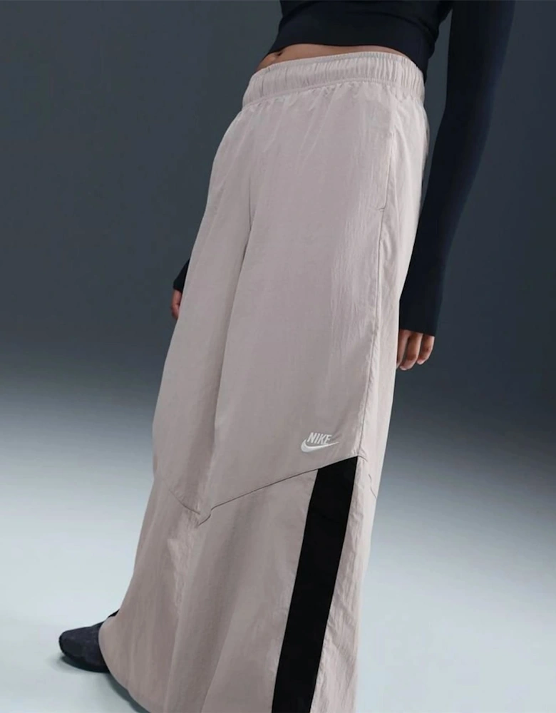 Solid Wide Leg Mid Rise Athletic Pants