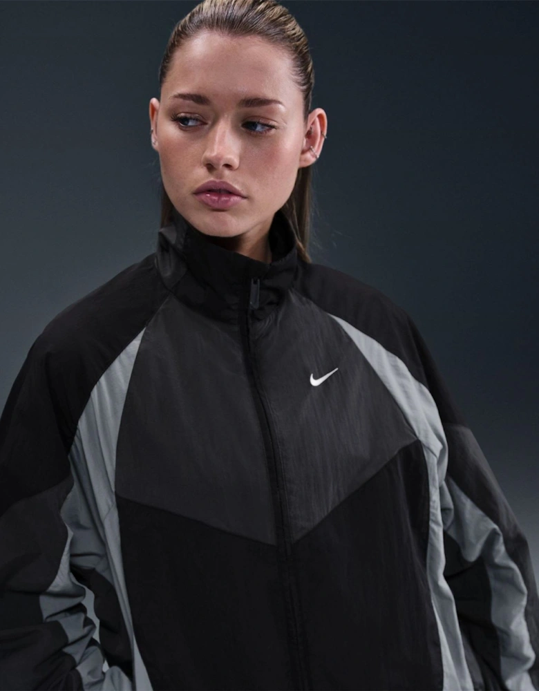 Bold Logo High Neck Raglan Sleeve Oversized Athletic Top