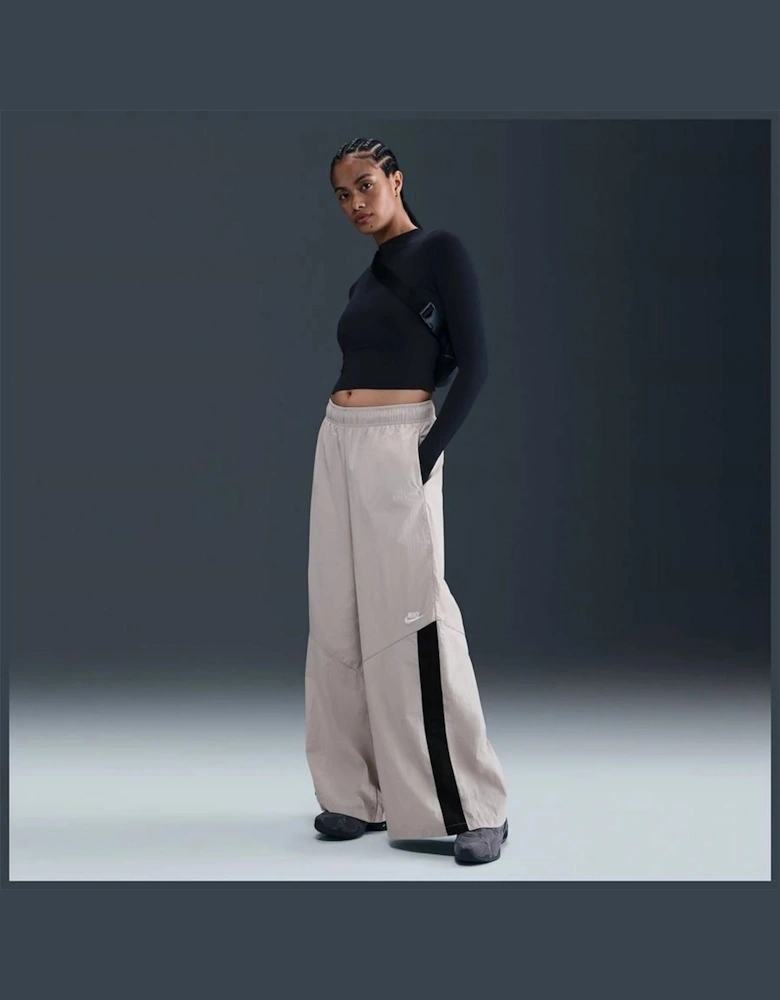 Solid Wide Leg Mid Rise Athletic Pants